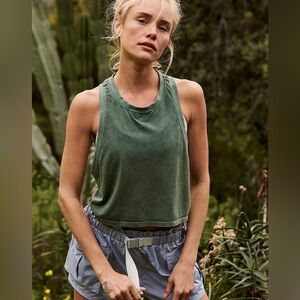 FP MOVEMENT by Free People Too Good Tank Racer Back Washed Sport Green